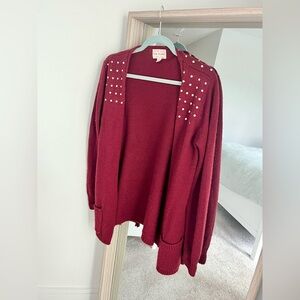 Miss Guided Burgundy Studded Cardigan